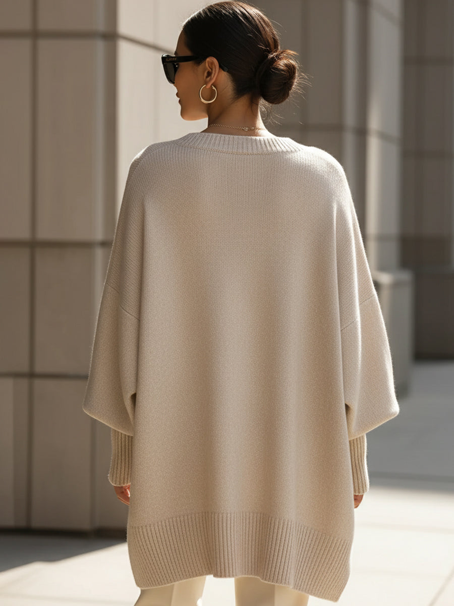 Jennifer -  Oversized Draped Wide-Neck Sweater