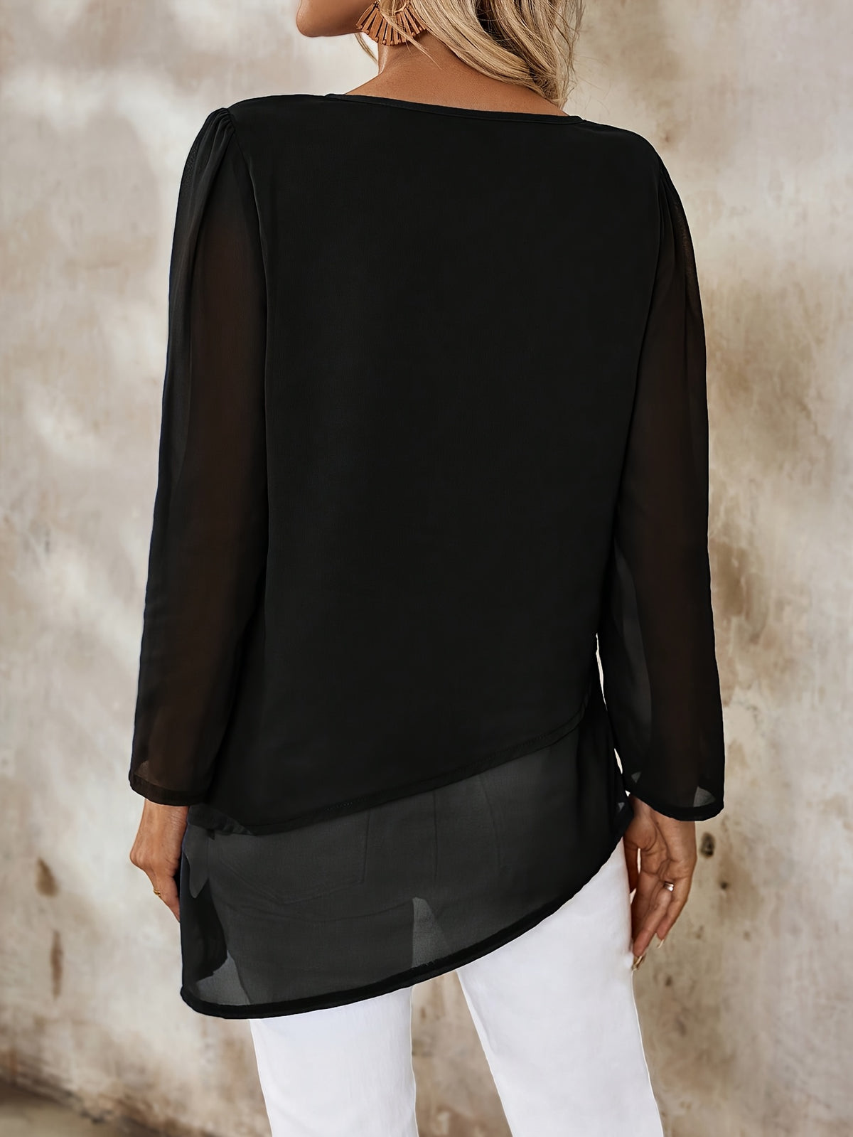Judith™ | Elegant Double-Layer Irregular Hem Shirt