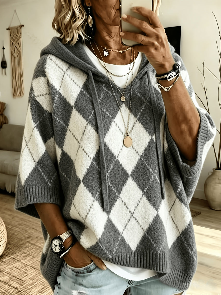 Judith™ | Retro Diamond Hooded Sweater