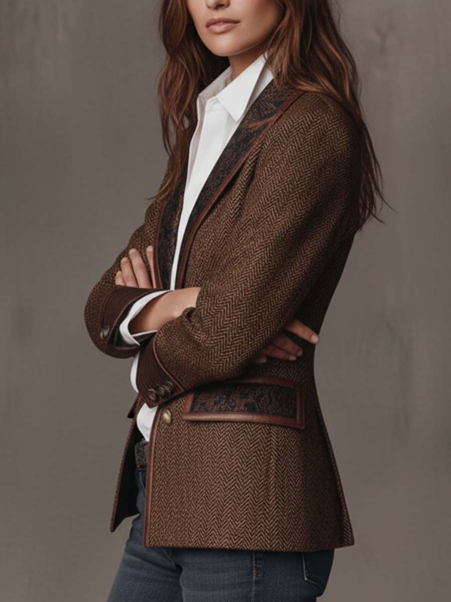 Gisèle | Blazer with Printed Chevron Insets