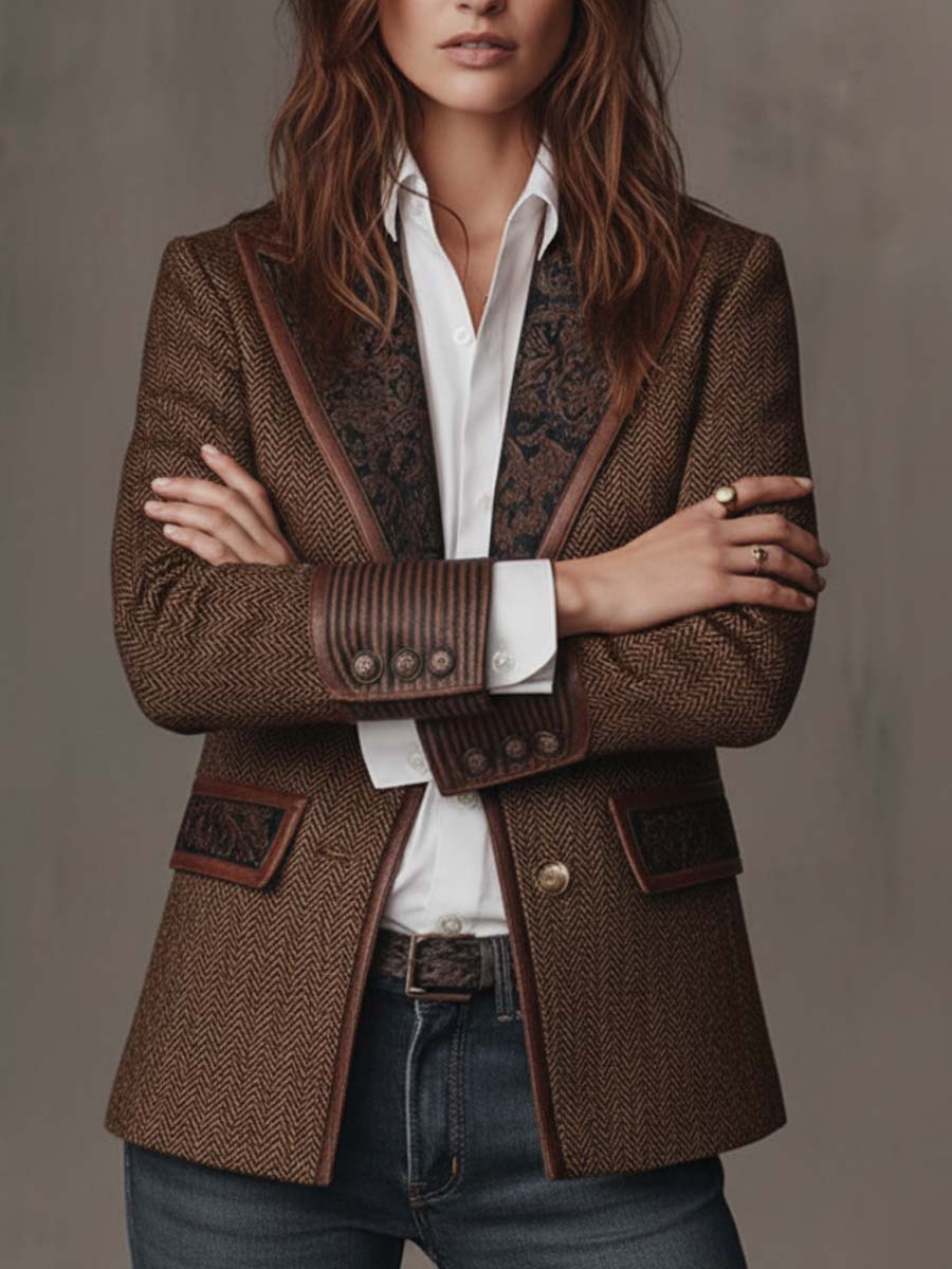 Gisèle | Blazer with Printed Chevron Insets