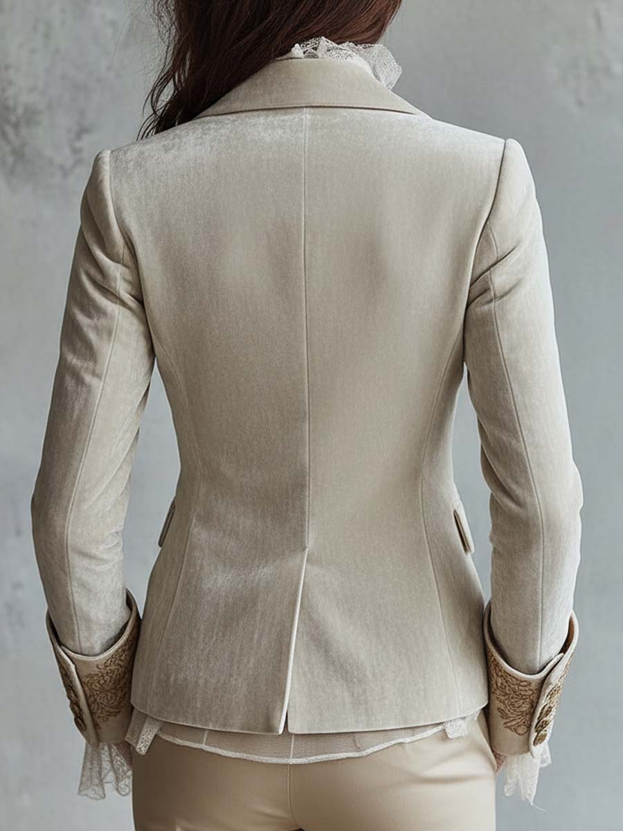 Constance | Ivory Tailored Embroidered Blazer