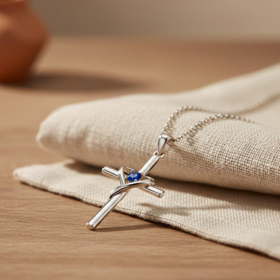 Sapphire Cross Necklace