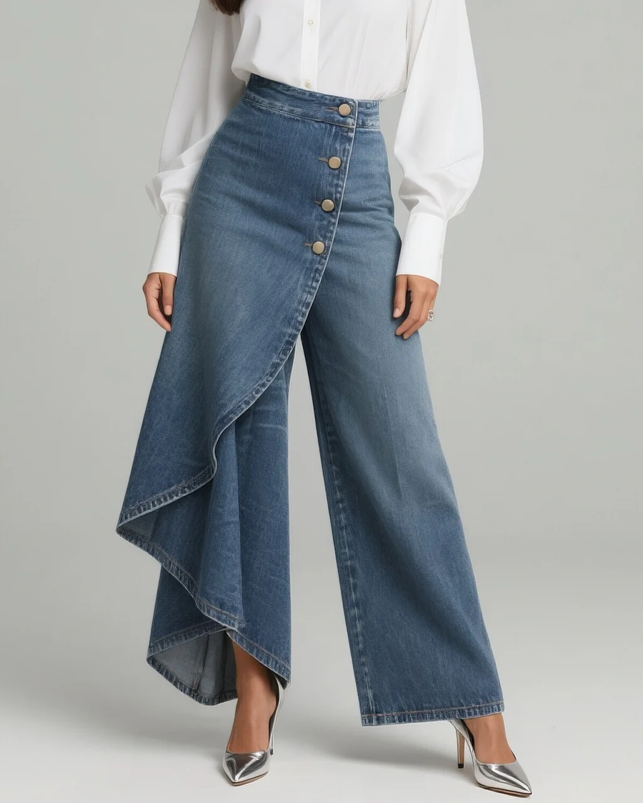 Calvra™ | Denim Wrap Trousers