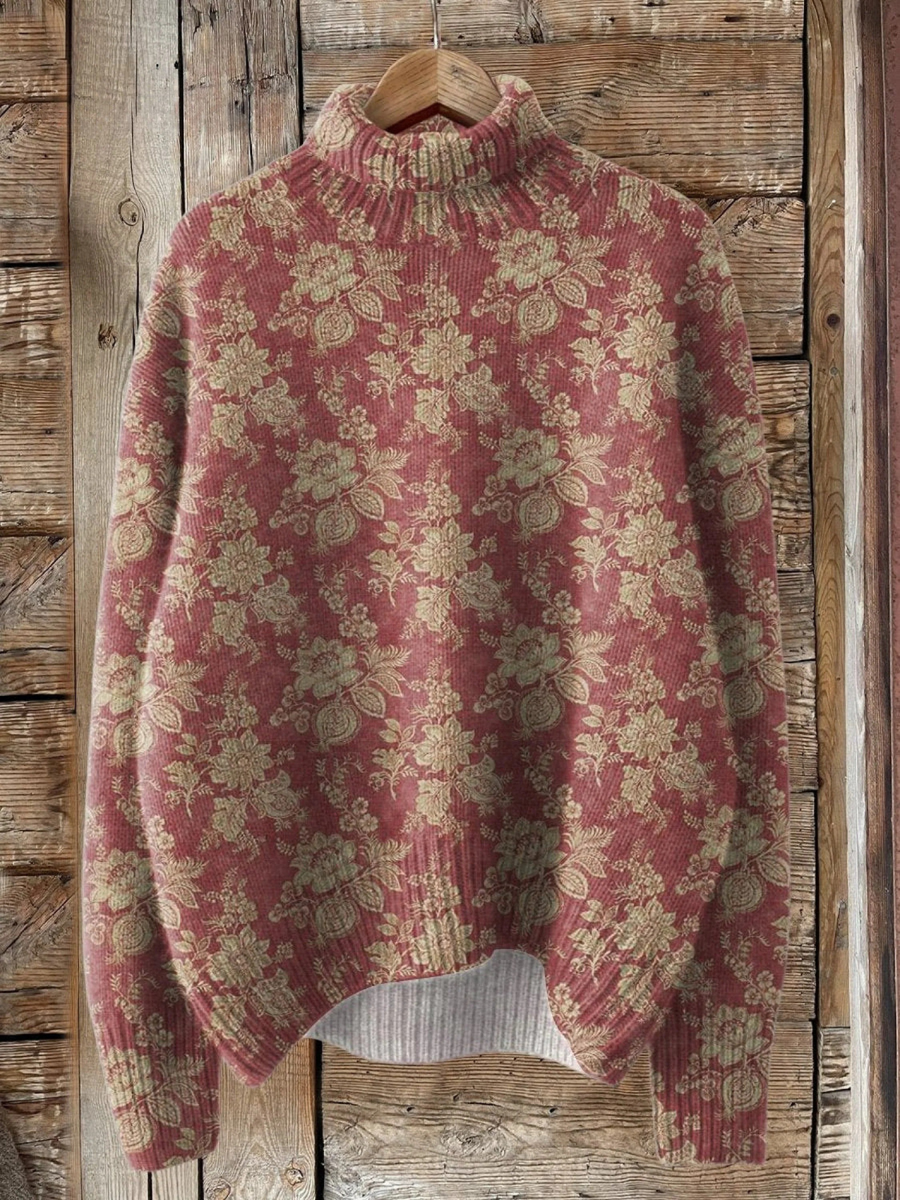 Gretchen | Vintage Floral Turtleneck Sweater