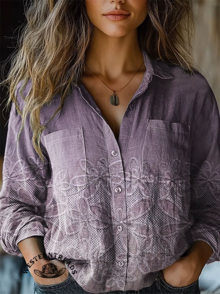 Vintage Style Floral Art Print Casual  Sweatshirt