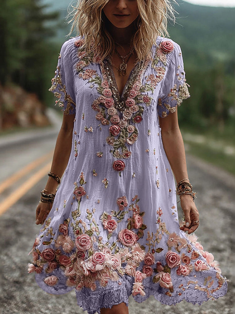 RUBY – BLOSSOM V-NECK DRESS