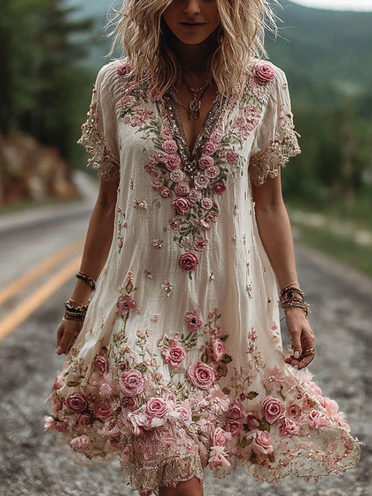 RUBY – BLOSSOM V-NECK DRESS