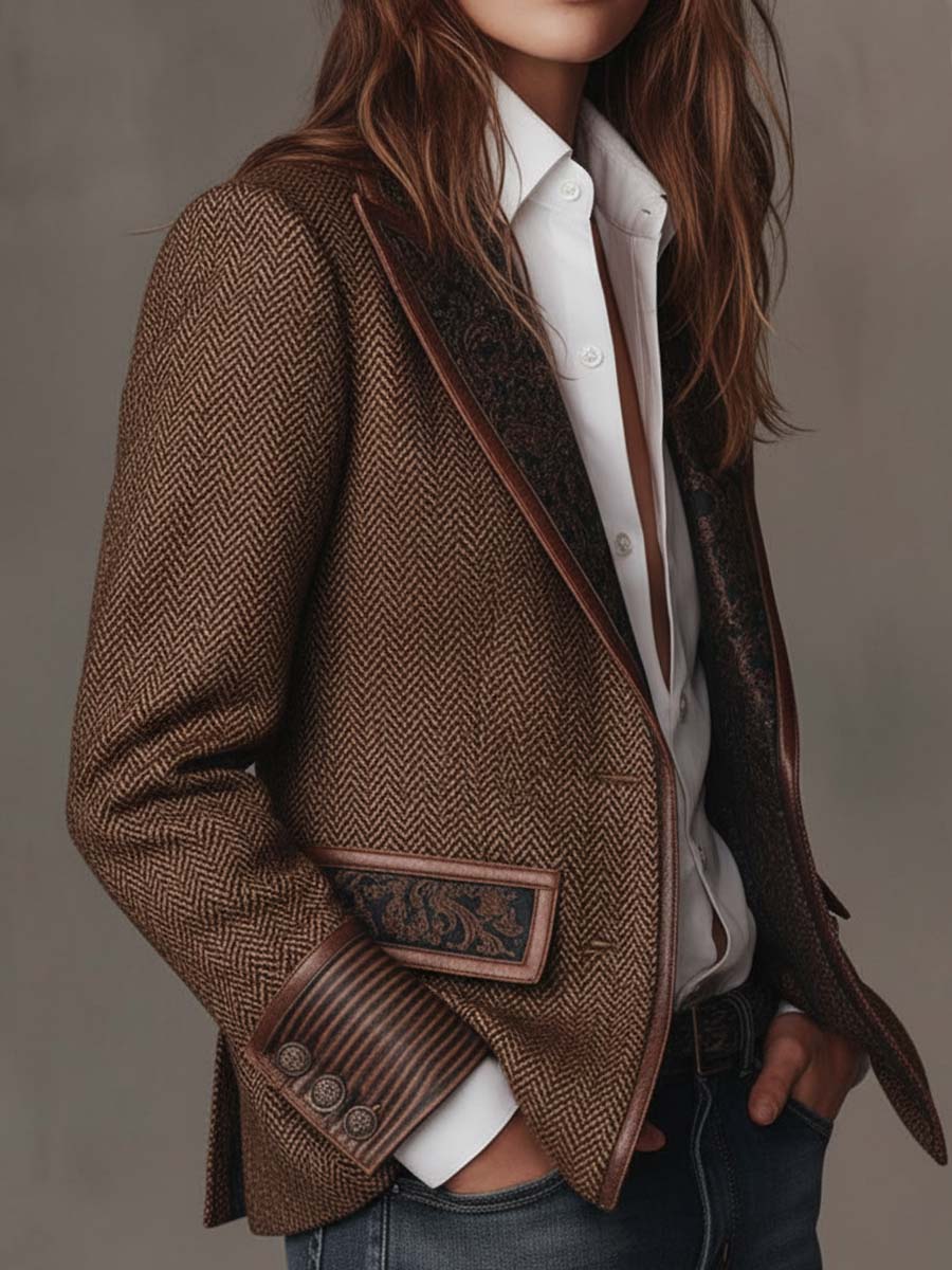 Gisèle | Blazer with Printed Chevron Insets