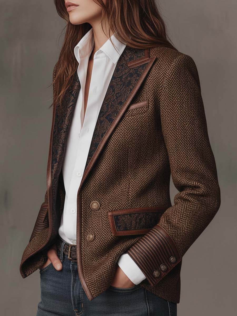 Gisèle | Blazer with Printed Chevron Insets