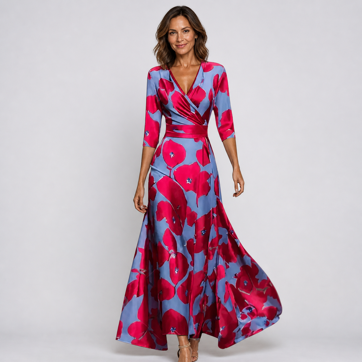 Velma - Flattering Floral Wrap Maxi Dress