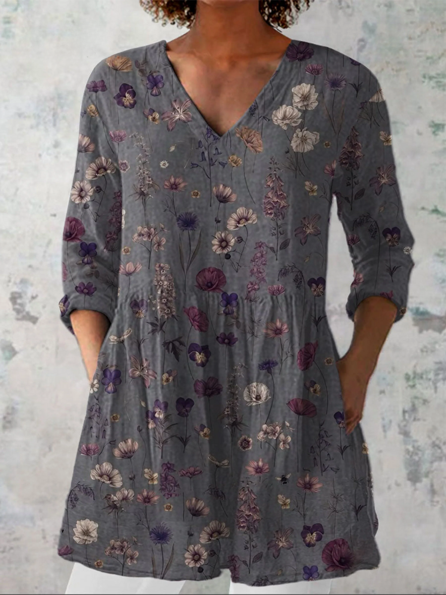 Audrey - Long Sleeve Blouse with V-Neck