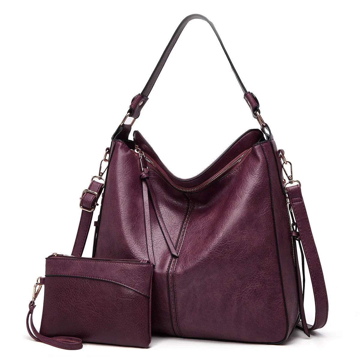 Luxury Leather Hobo Anti-Theft Handbag