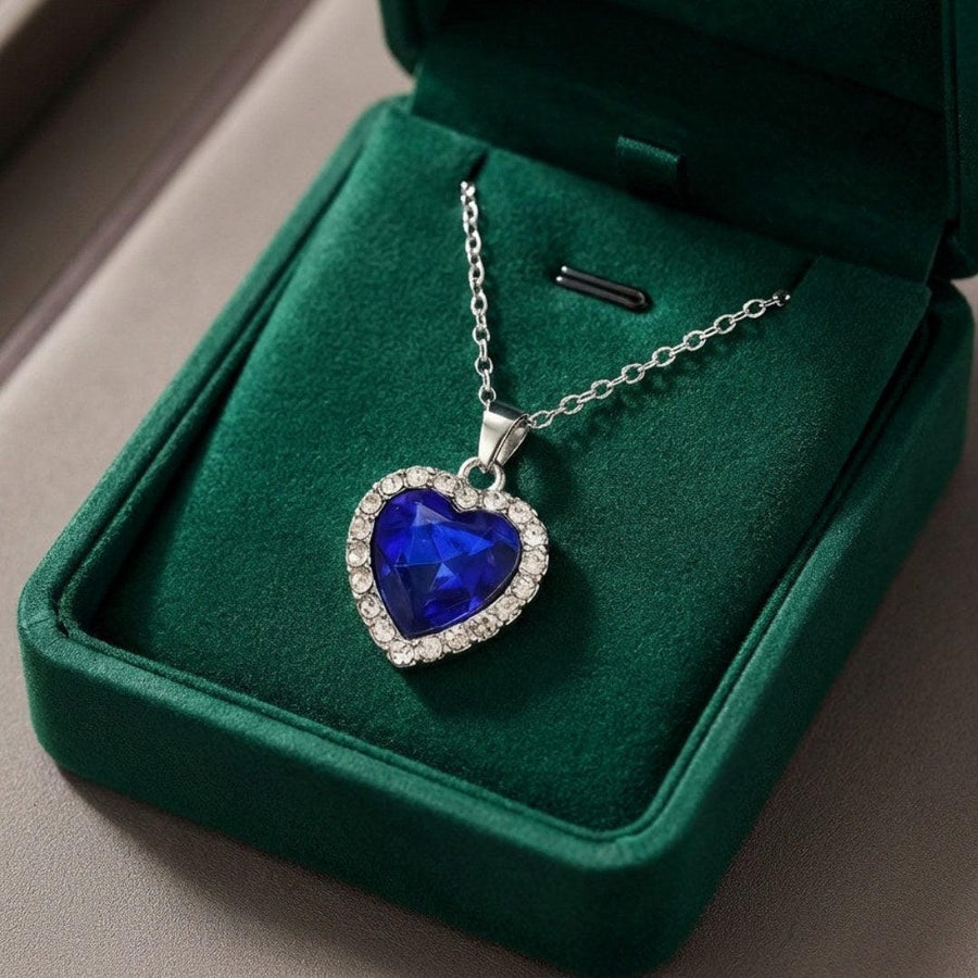 Sapphire Heart Pendant Necklace