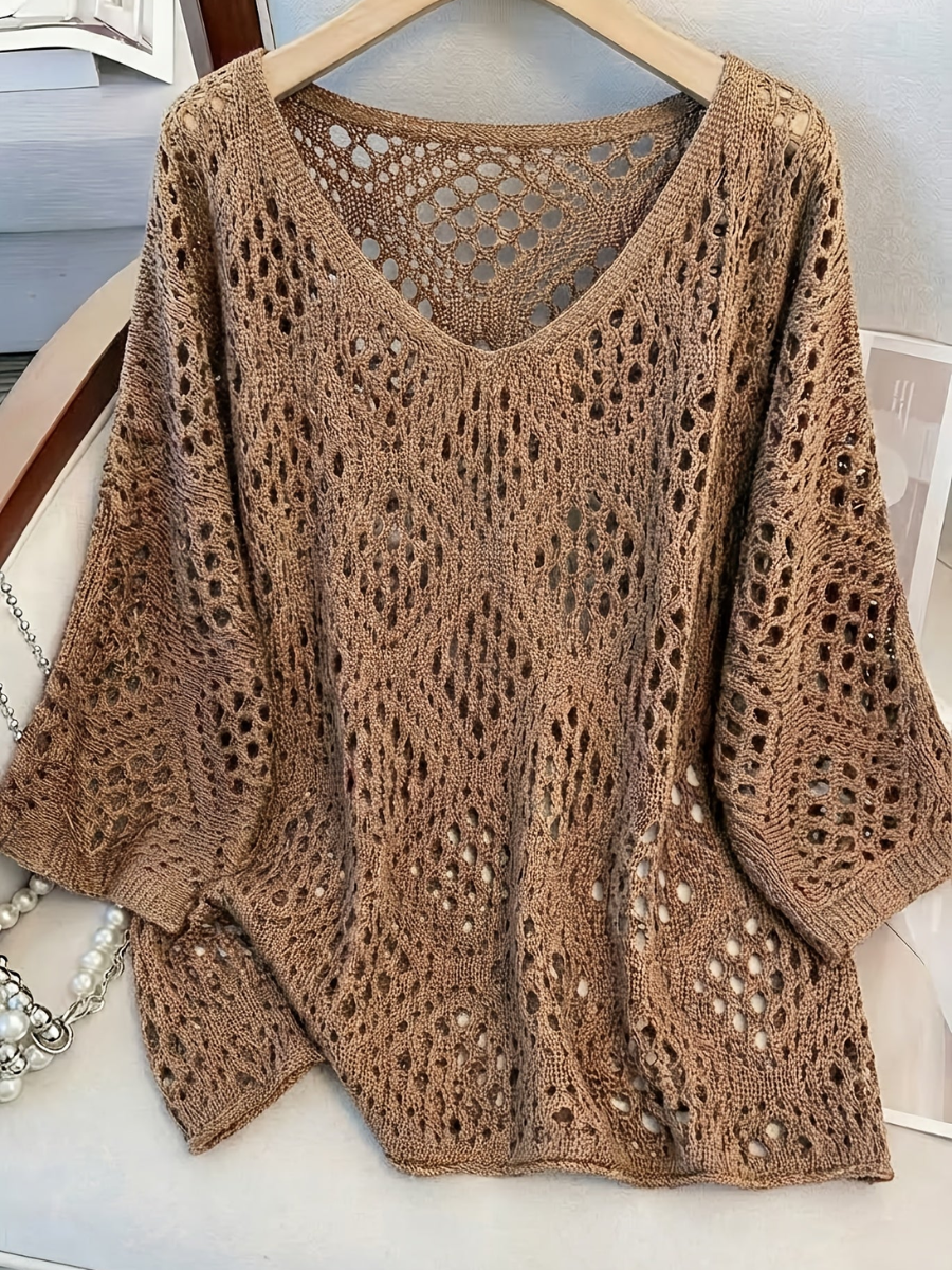 Sablea™ | Open-Knit V-Neck Jumper