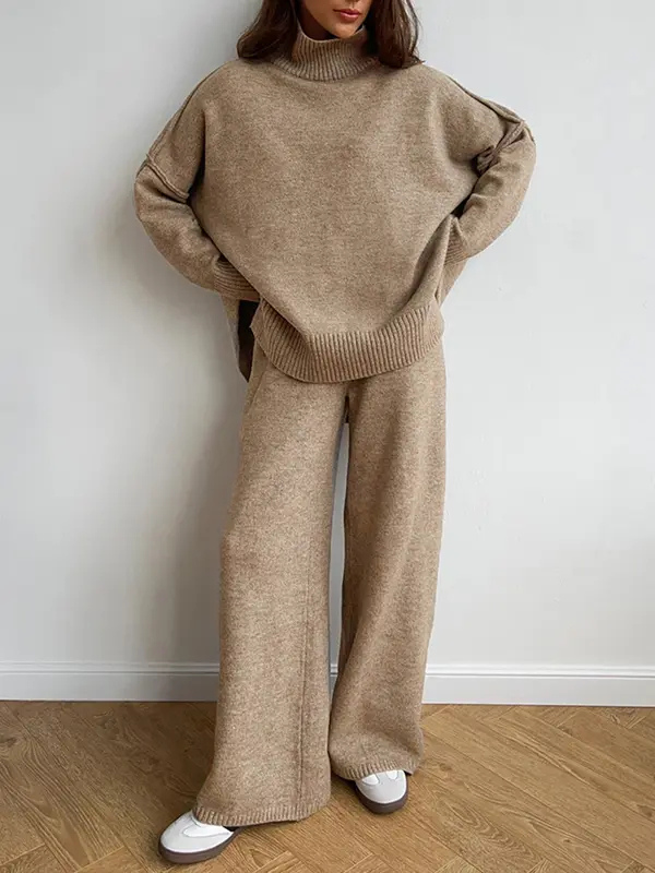 BEATRIX™ – Turtleneck Sweater & Wide Leg Pants Two-Piece Set