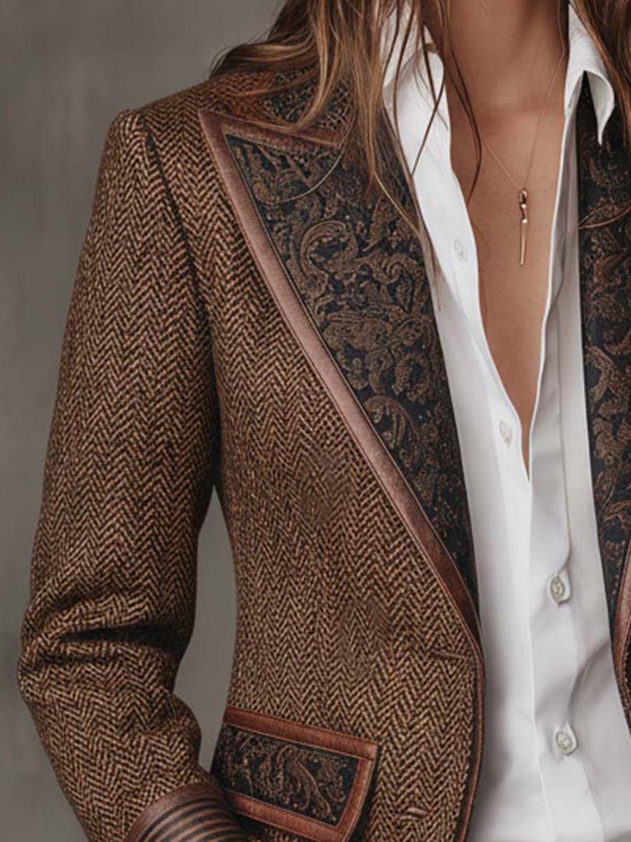 Gisèle | Blazer with Printed Chevron Insets