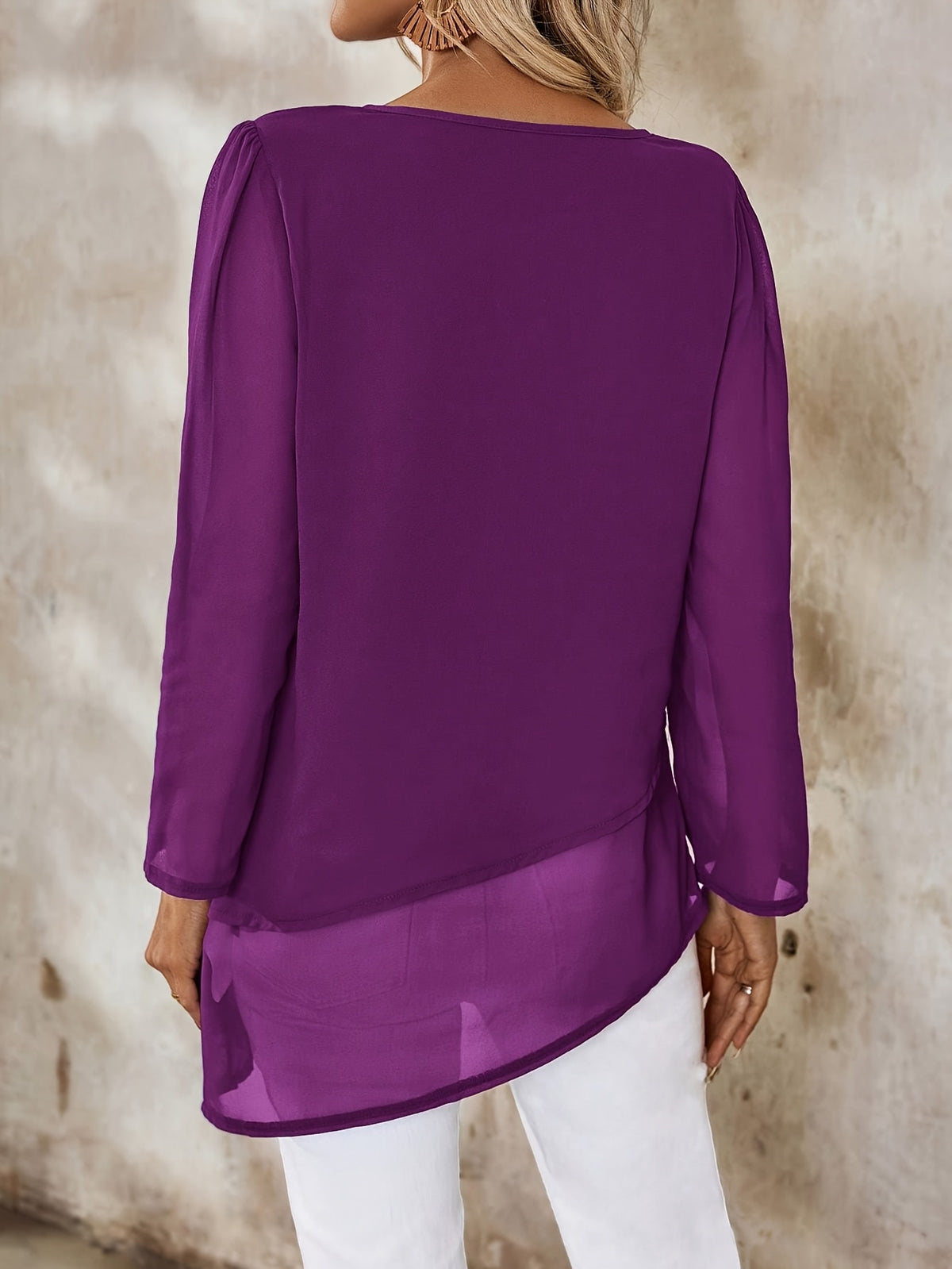 Judith™ | Elegant Double-Layer Irregular Hem Shirt