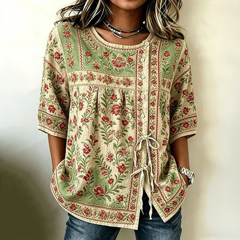 Vintage Floral Print Blouse