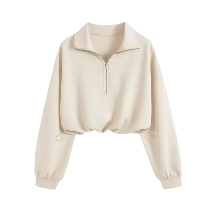 ISOLENE™ – Comfortable Half-Zip Drawstring Cropped Sweatshirt
