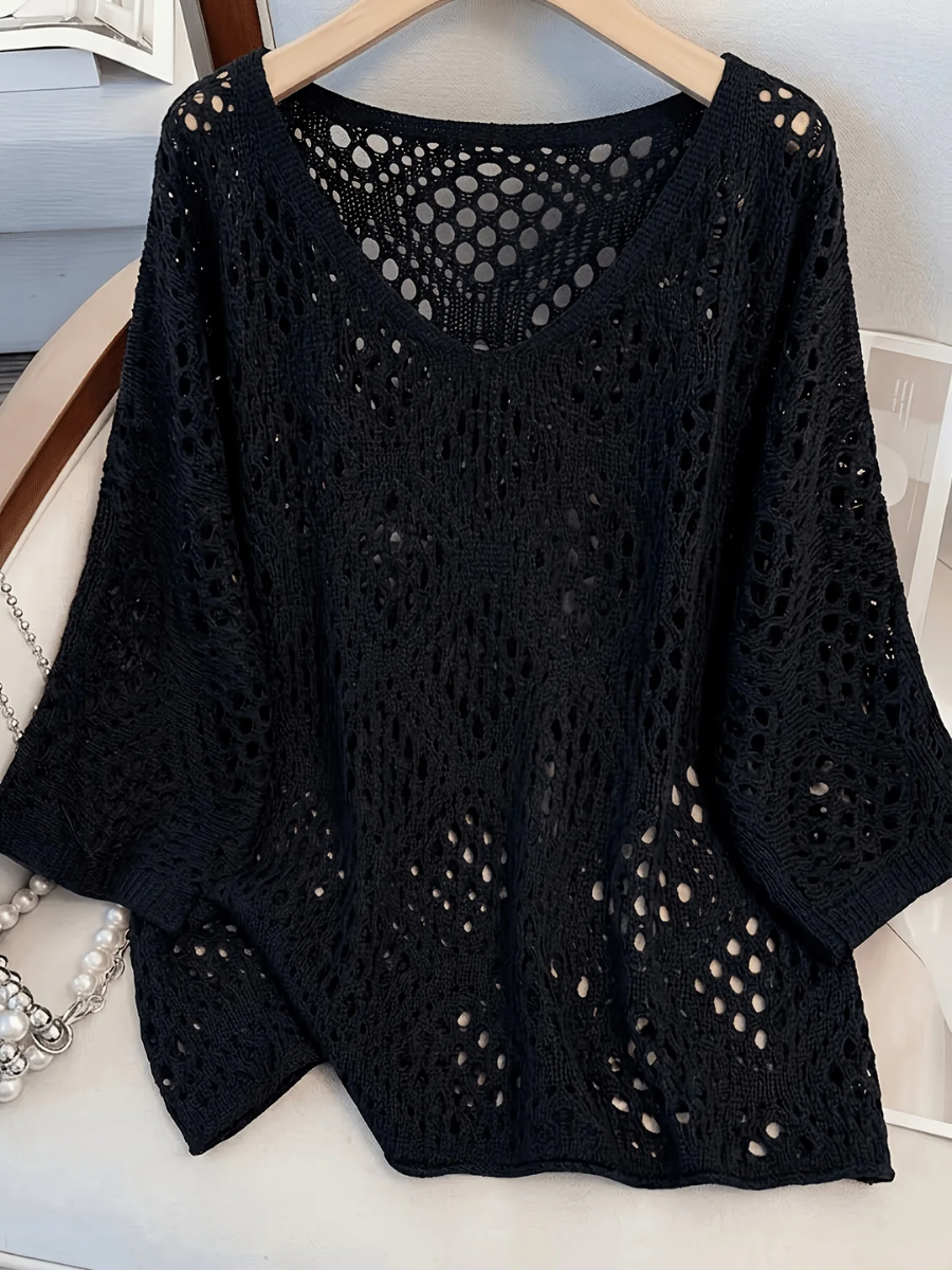 Sablea™ | Open-Knit V-Neck Jumper