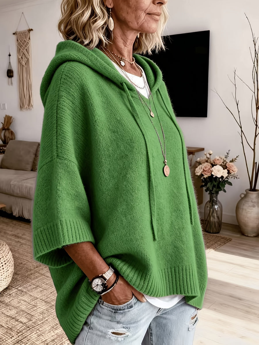 Janice™ | Batwing Hooded Knit Sweater