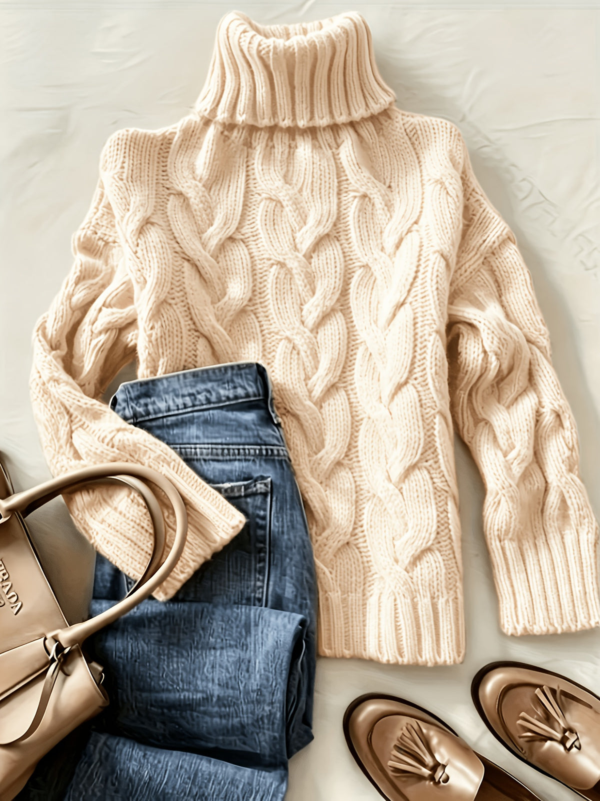 Ellie™ | Cozy Cable Knit Turtleneck Sweater