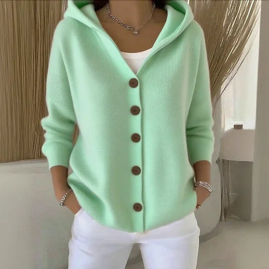 Whitney™ | Elegant Hooded Long Sleeve Cardigan