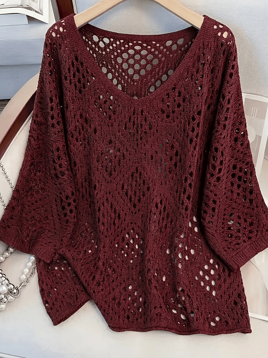 Sablea™ | Open-Knit V-Neck Jumper