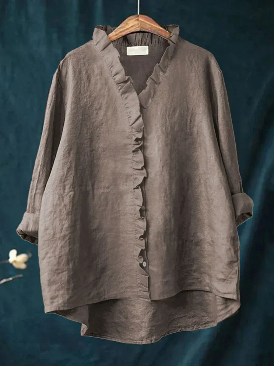 Brooklyn | Cotton & Linen Ruffle Shirt