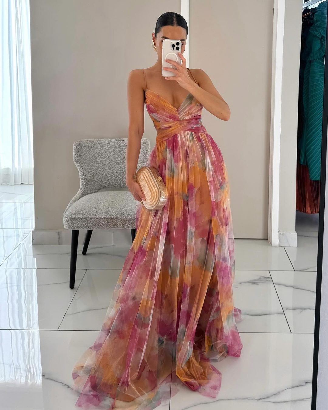 Evelyn™ | Watercolor Chiffon Maxi Dress