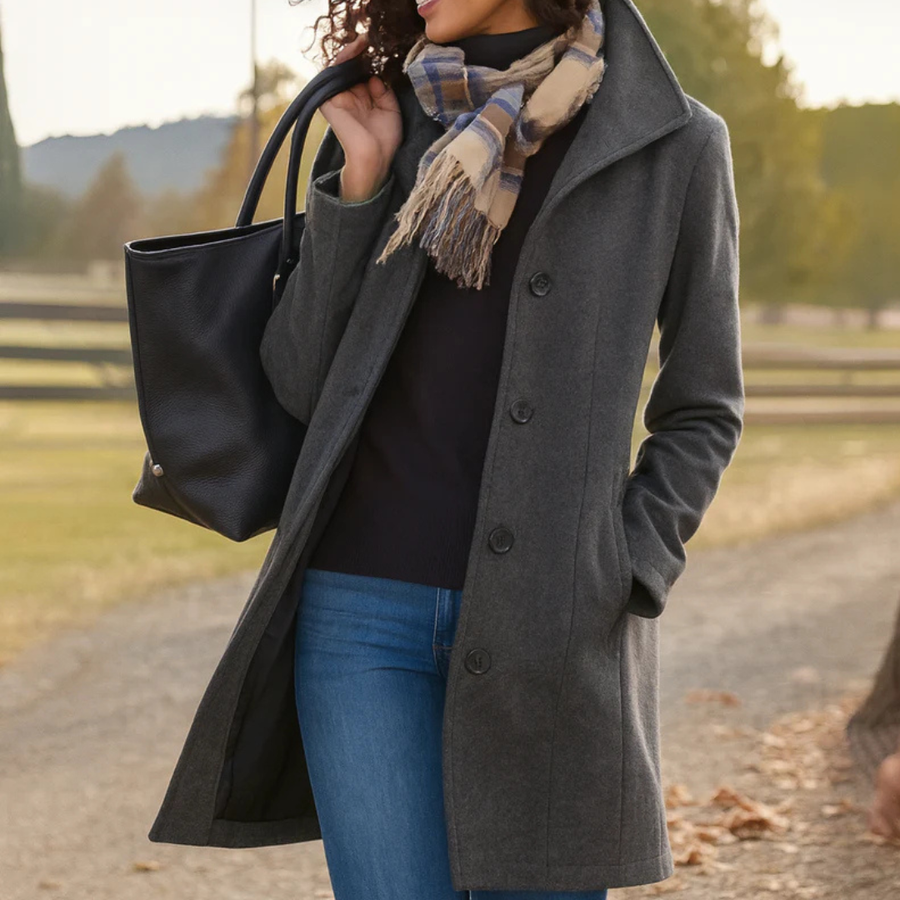 Evanna™ | Classic Button-Front Longline Coat