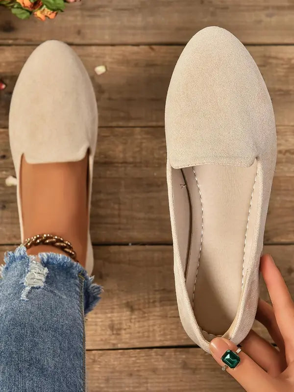 SHERNA™ - Women’s Solid Color Flats Soft Sole Pointed Toe Slip-On Shoes