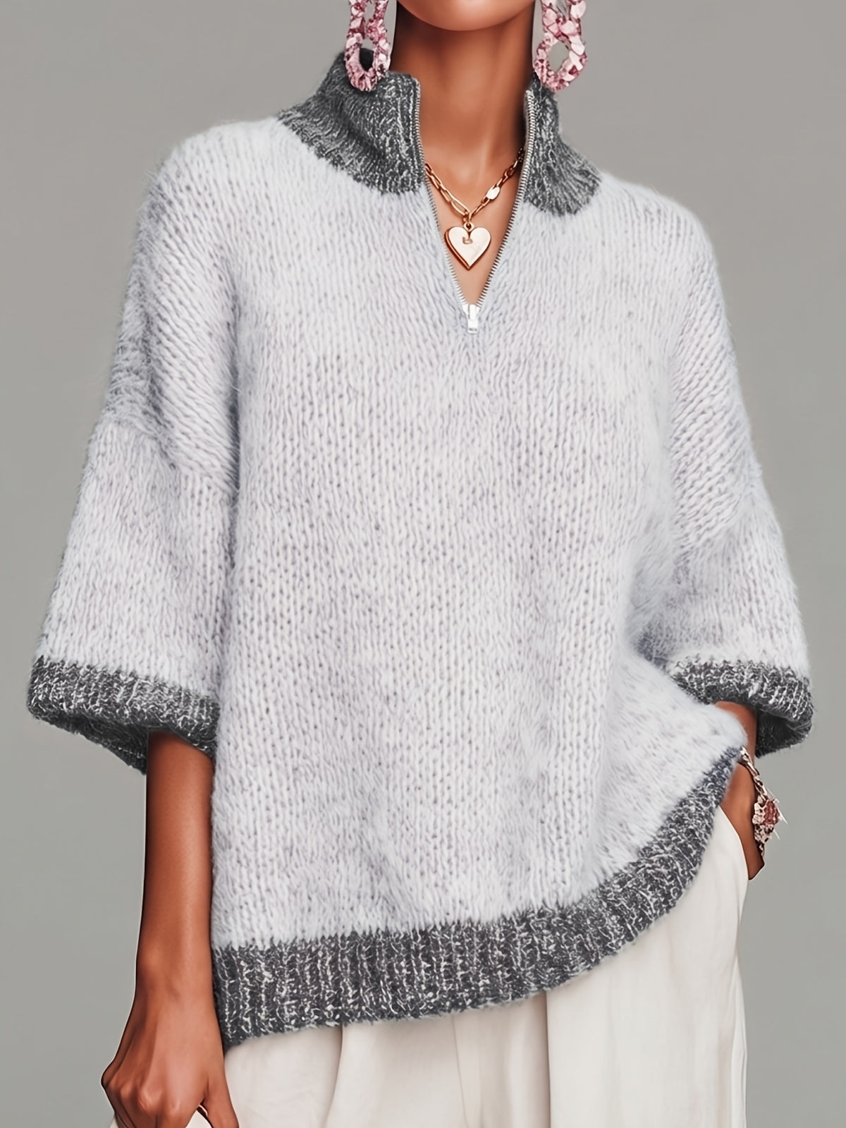 Nancy™ | Cozy Oversized Half Zip Knit Sweater