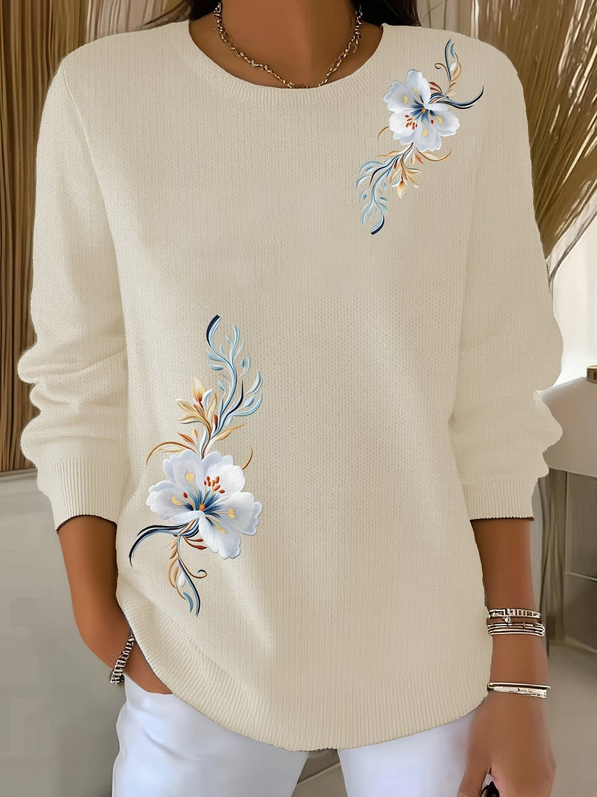Meyla™ | Floral Long Sleeve Sweater