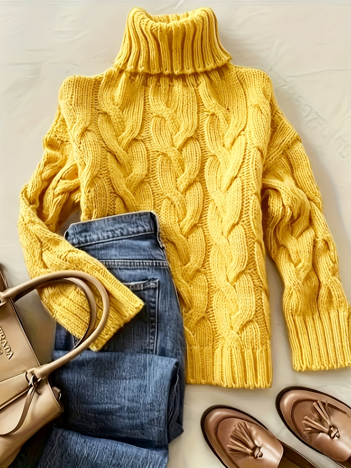 Ellie™ | Cozy Cable Knit Turtleneck Sweater