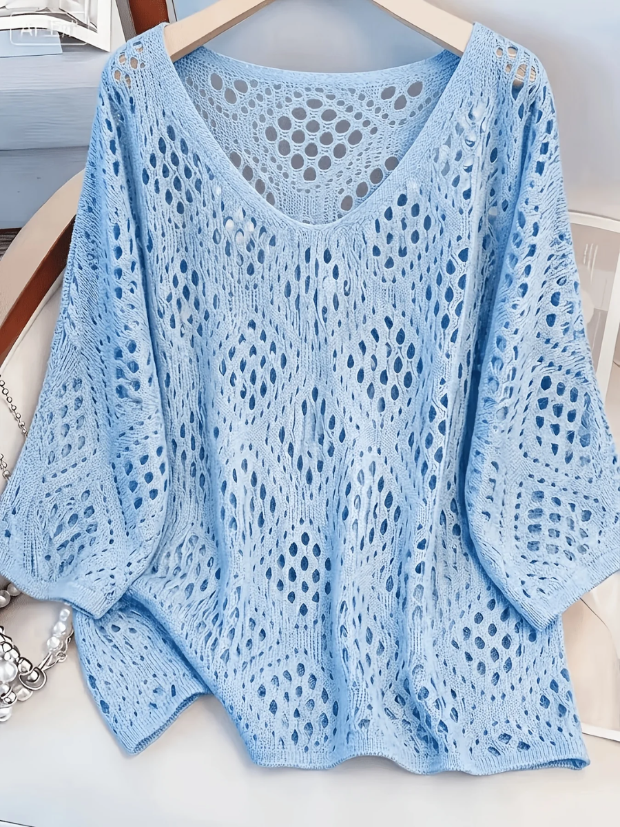 Sablea™ | Open-Knit V-Neck Jumper