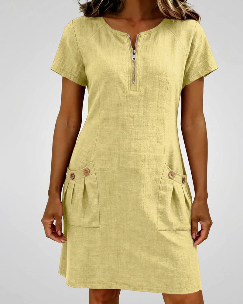 Cassiana™ | Cotton dress with zipper