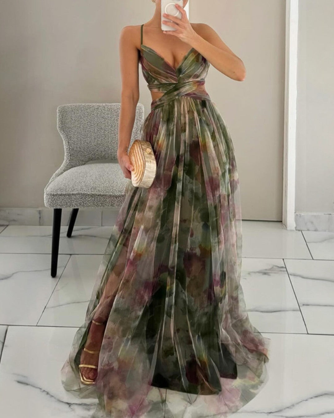 Evelyn™ | Watercolor Chiffon Maxi Dress