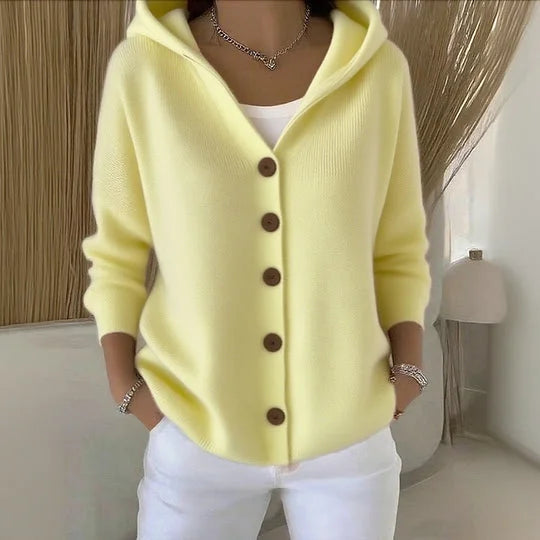 Whitney™ | Elegant Hooded Long Sleeve Cardigan
