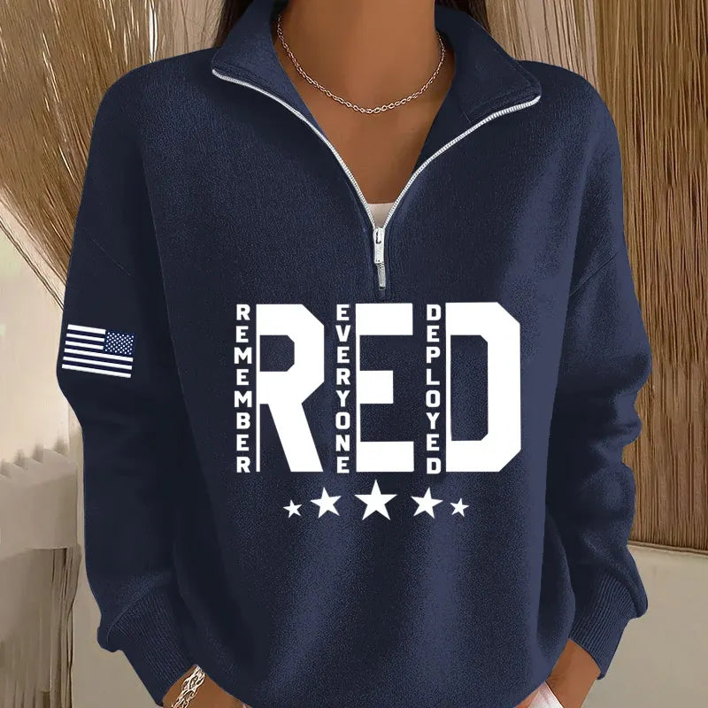 Women's Red Friday Printed Casual Sweatshirt