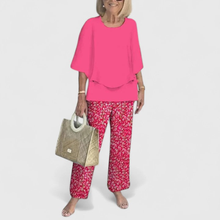 Rosalind™ | Elegant Floral Two Piece Pant Set