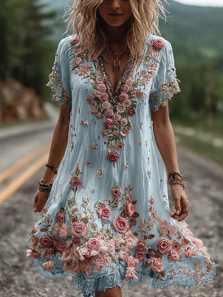 RUBY – BLOSSOM V-NECK DRESS