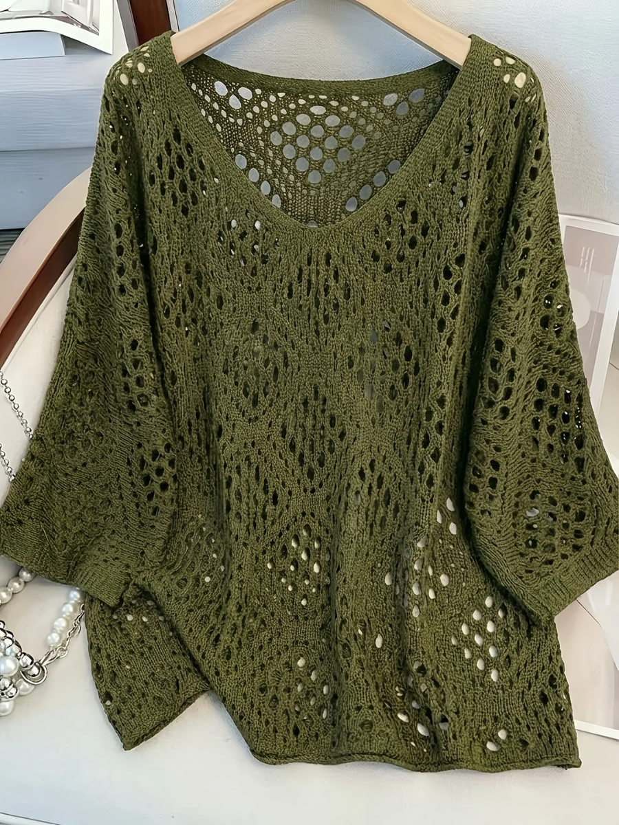 Sablea™ | Open-Knit V-Neck Jumper
