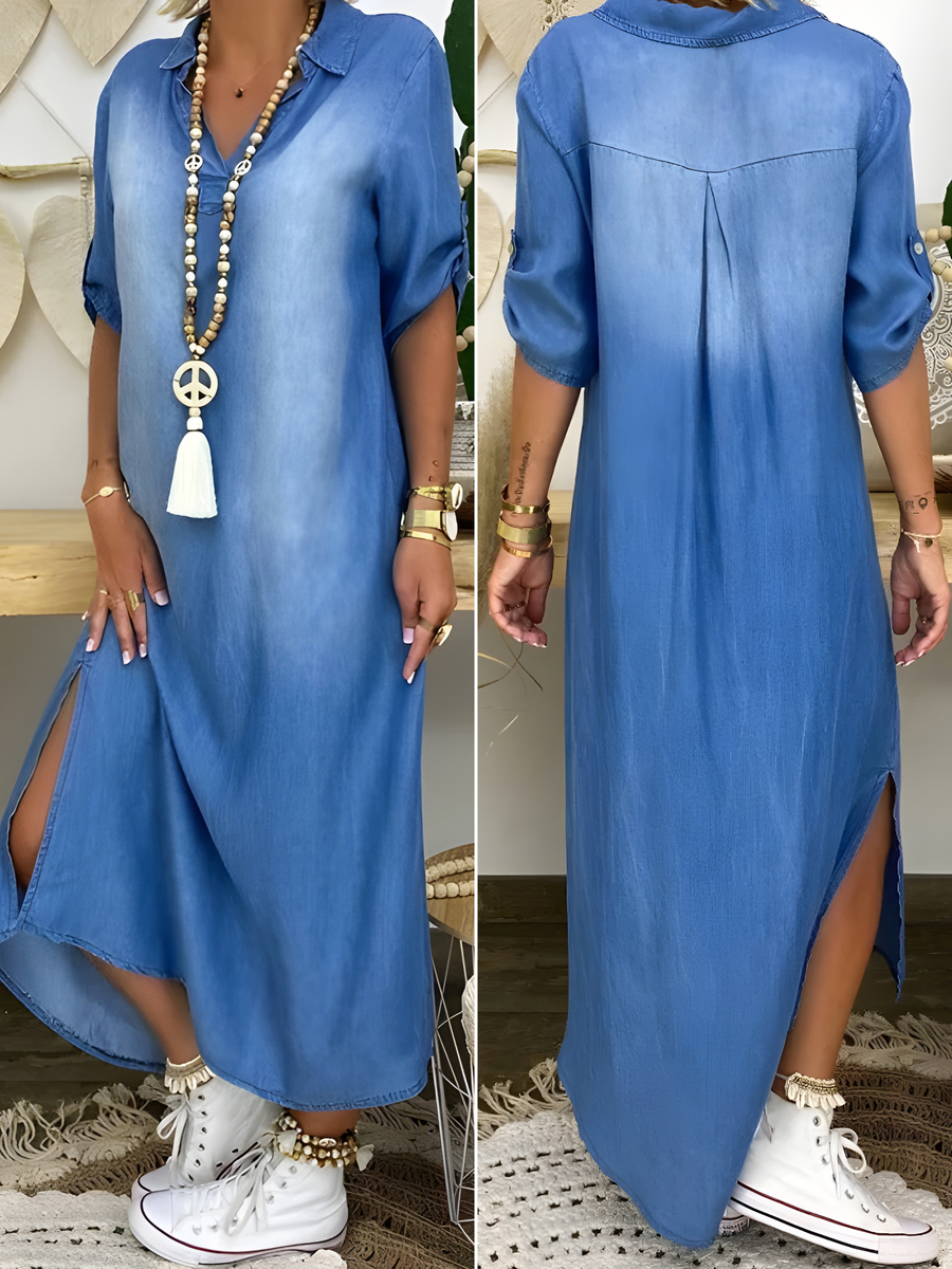Devorah™ | Chic Denim Maxi Dress