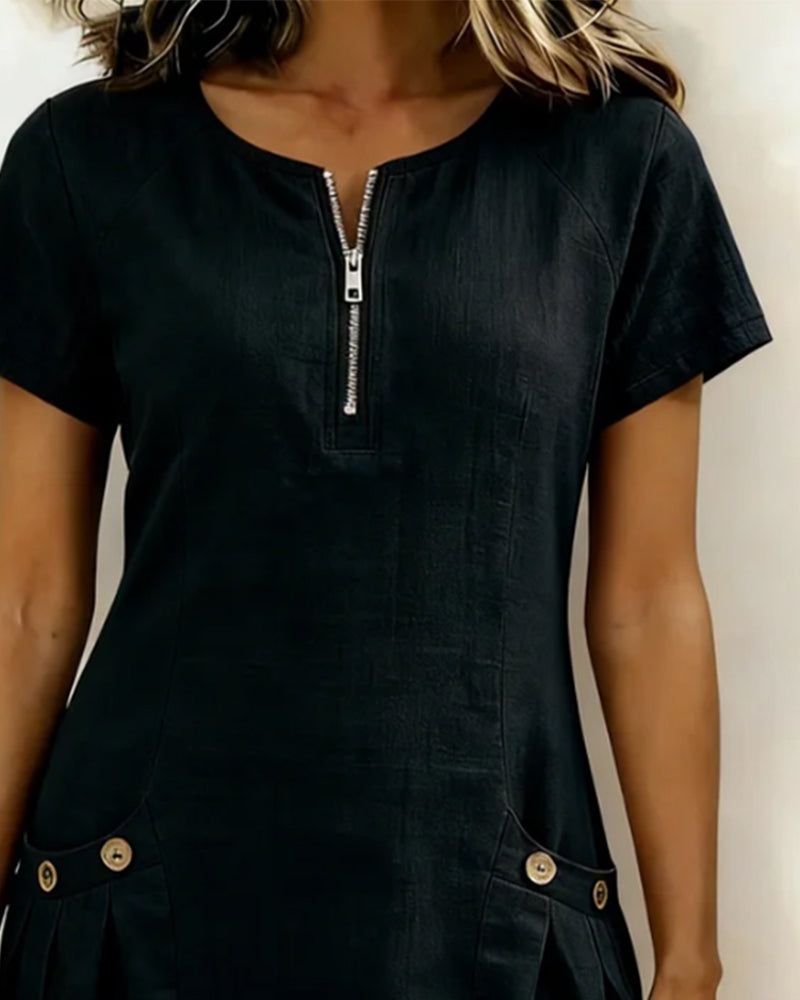 Cassiana™ | Cotton dress with zipper