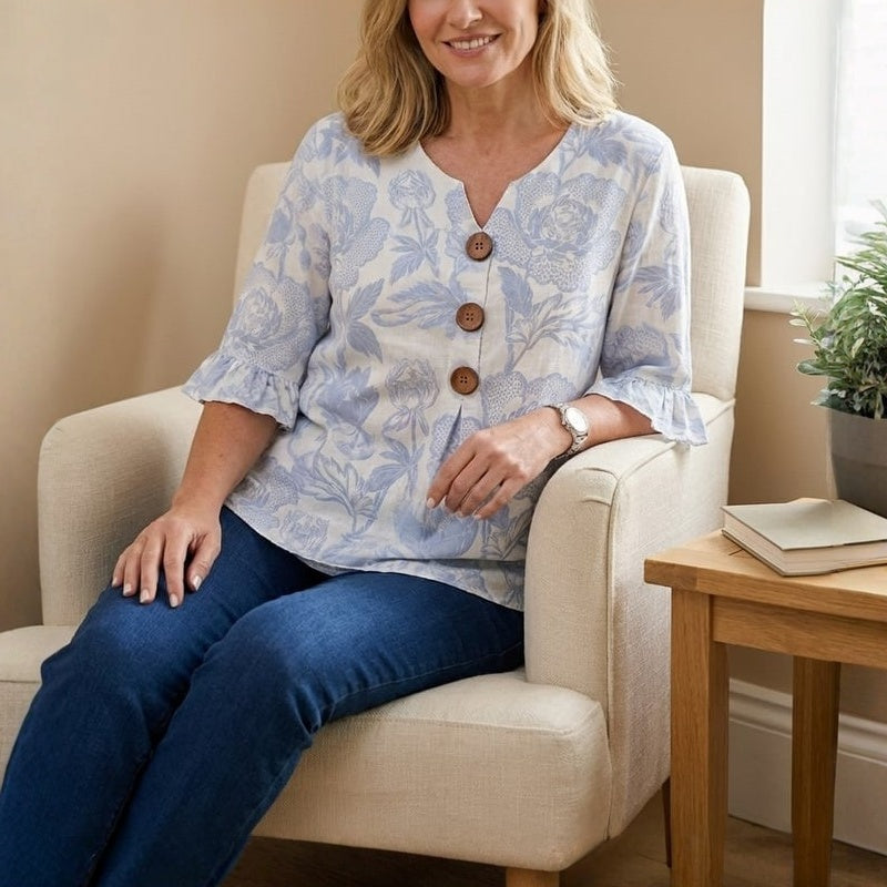 Vintage Floral Print Blouse