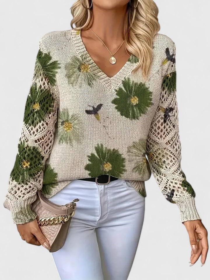 Nell | Floral V-Neck Sweater