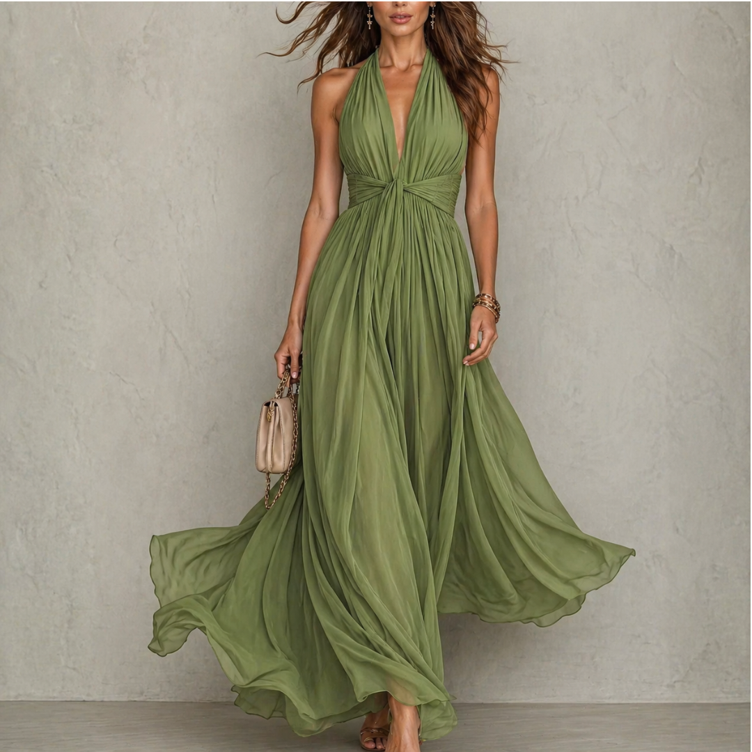 Nora™ | Halter Chiffon Maxi Dress