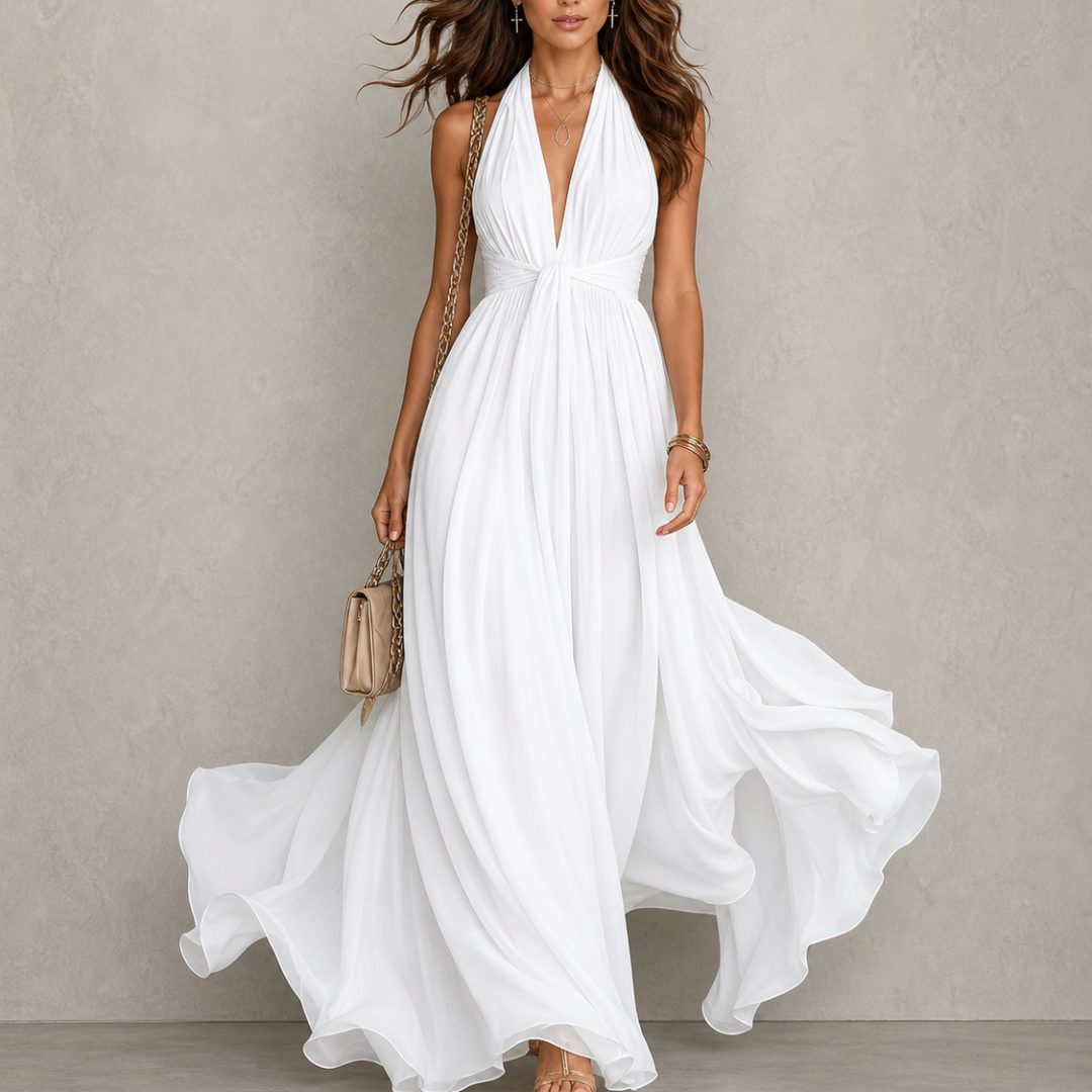 Nora™ | Halter Chiffon Maxi Dress